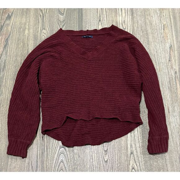 American Eagle Outfitters Sweaters - American Eagle Womens Knit Sweater V-Neck Long Sleeve Pullover Red Size XL